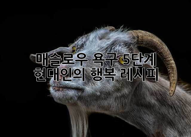 매슬로우 욕구 5단계: 현대인의 행복 레시피